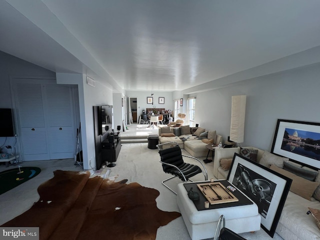 living room featuring carpet flooring and visible vents