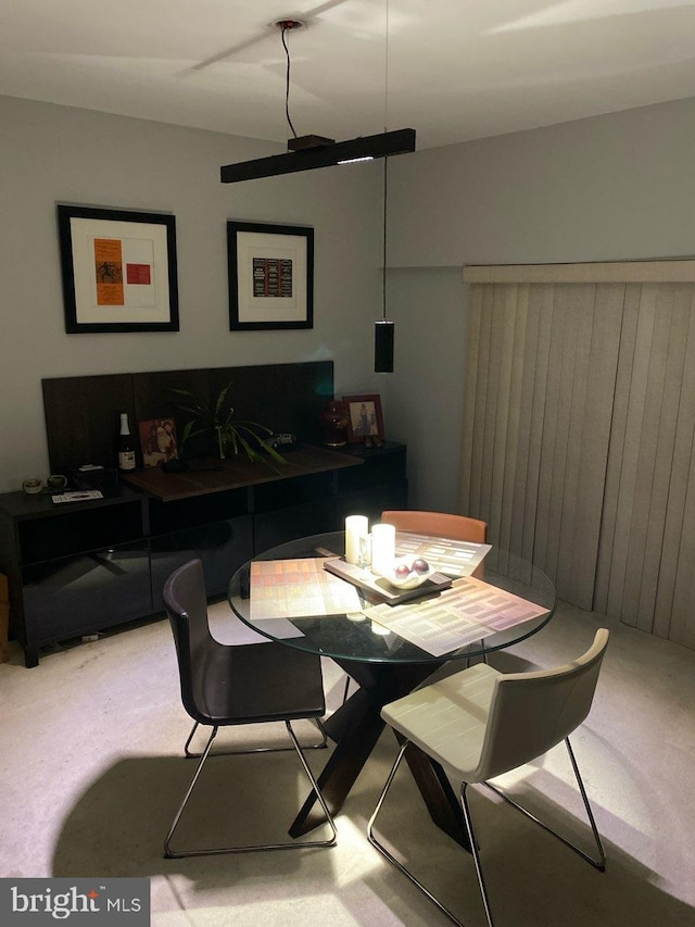 view of carpeted dining room