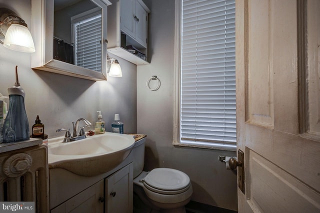 bathroom with toilet and vanity