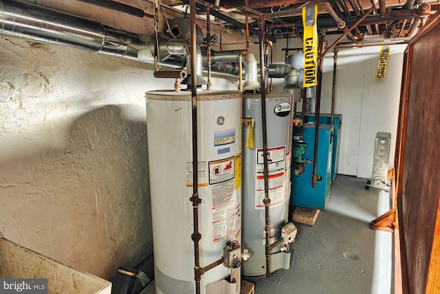 utilities with a heating unit and water heater