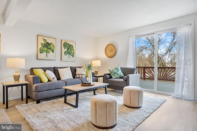 living room with wood finished floors