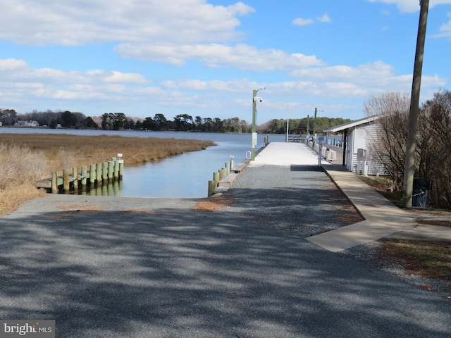 view of dock featuring a water view