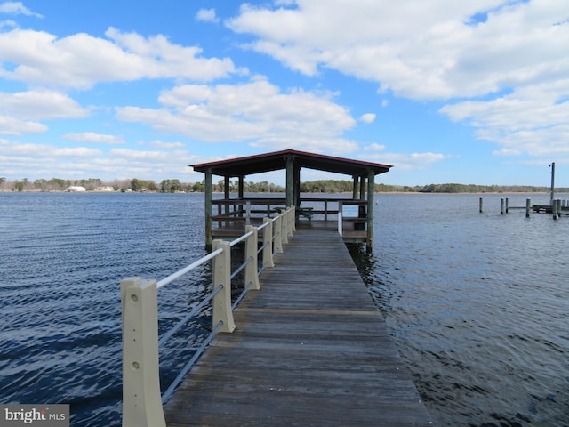 dock area featuring a water view