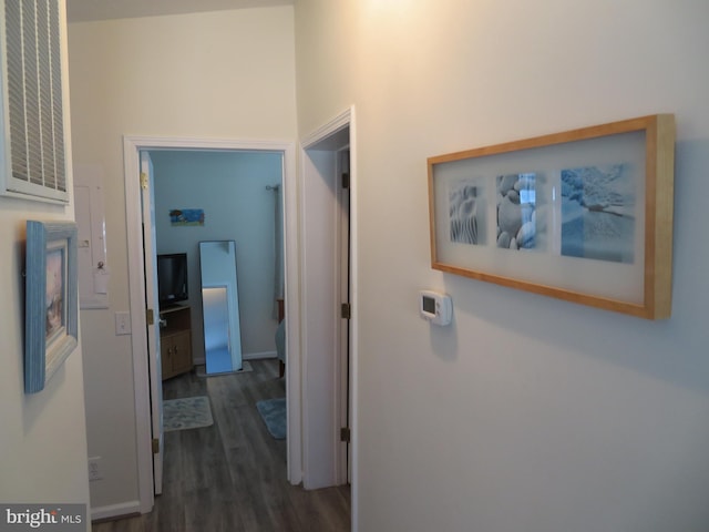 hall featuring dark wood-style flooring