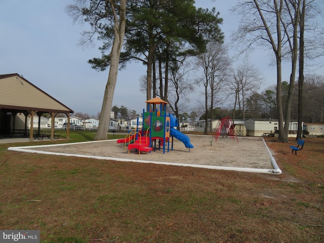 communal playground with a yard