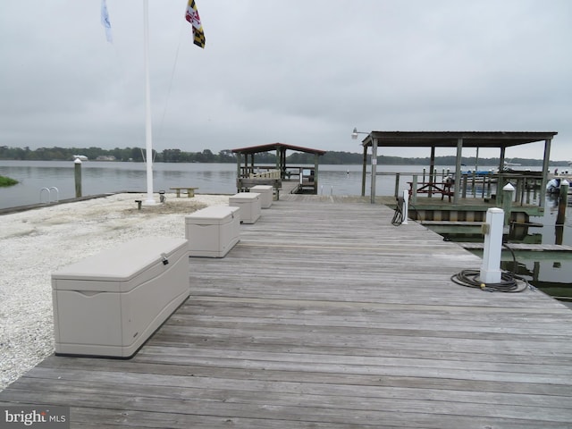 view of dock featuring a water view