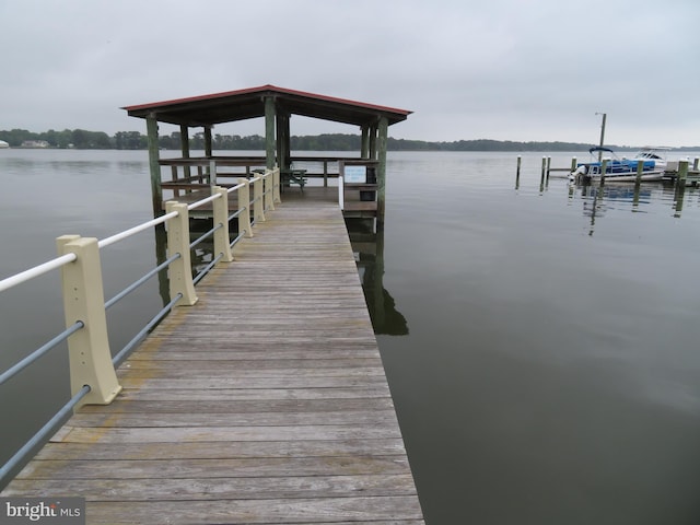 view of dock featuring a water view