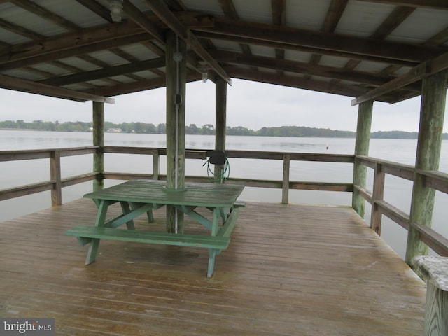 view of dock featuring a water view