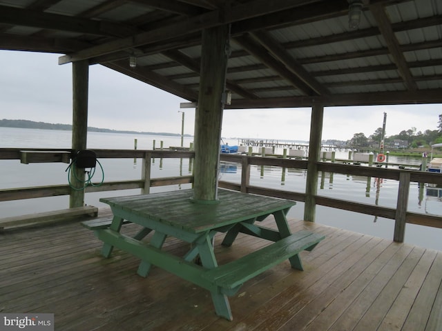 dock area featuring a water view