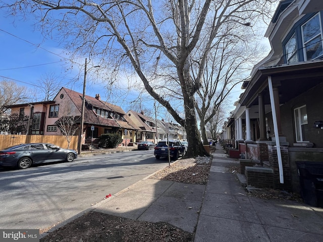 view of road featuring a residential view