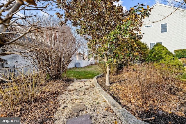 view of yard featuring fence