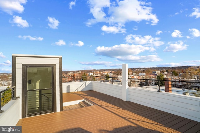 deck featuring a city view