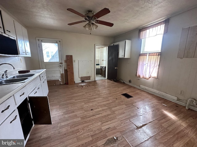 kitchen featuring a wealth of natural light, light wood-style flooring, visible vents, and a sink