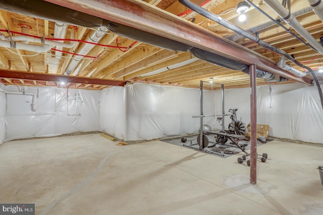 view of unfinished basement