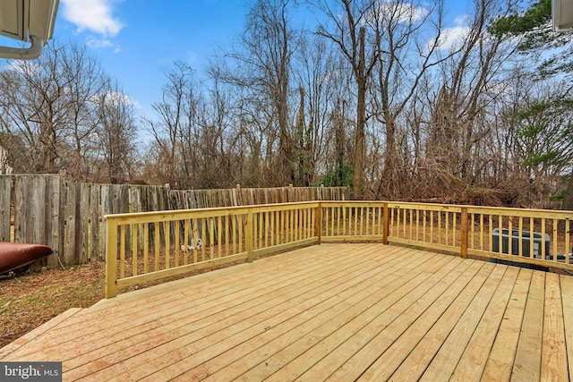 wooden deck featuring a fenced backyard