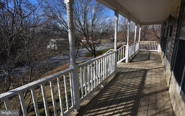 wooden terrace with covered porch