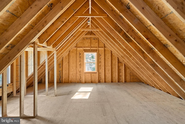 view of unfinished attic