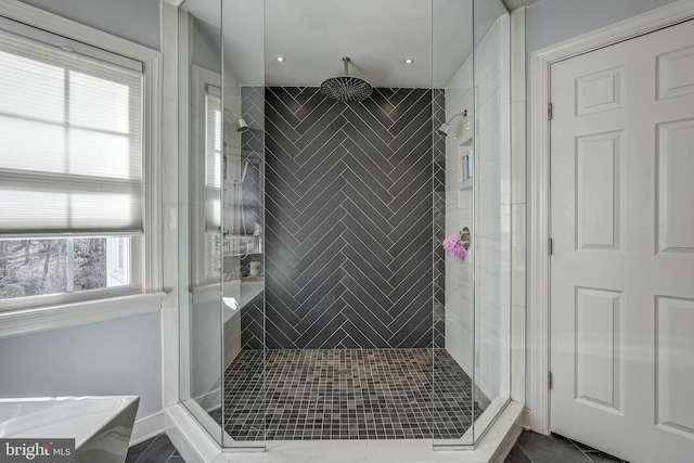 full bathroom with a stall shower