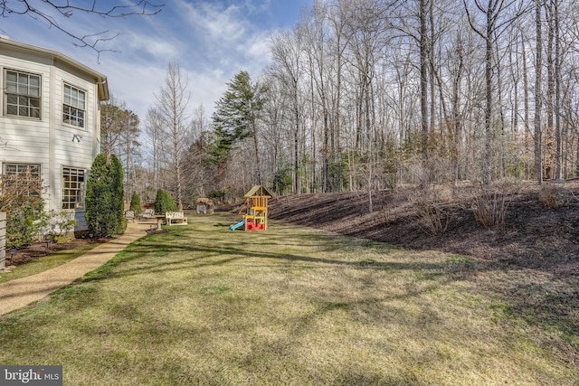 view of yard with a playground