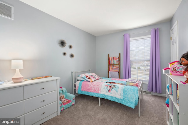 carpeted bedroom with visible vents