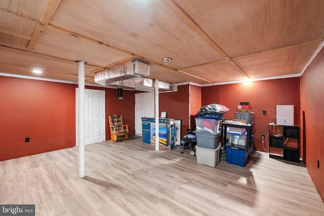 finished basement with wood finished floors