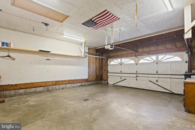 garage with a garage door opener