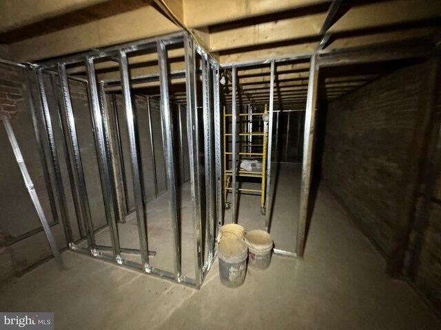 view of unfinished basement