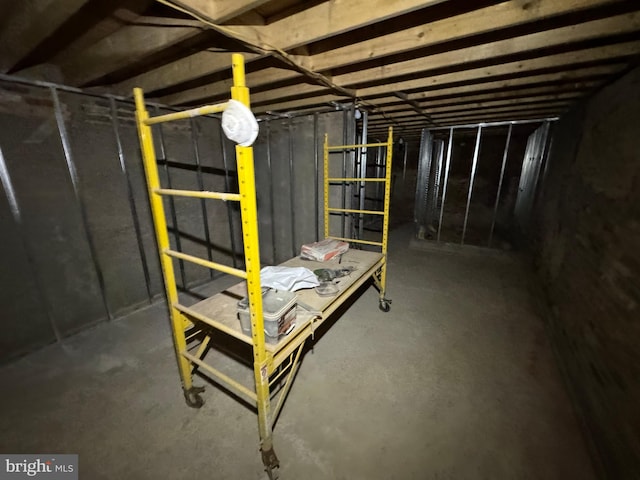 view of unfinished basement