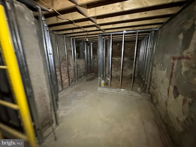 view of unfinished basement