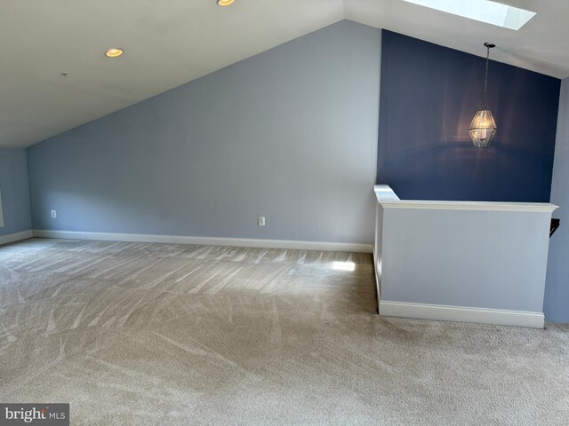 2114 Split Creek Ln, Hanover, MD 21076 - additional living space with a skylight, carpet floors, lofted ceiling, and recessed lighting