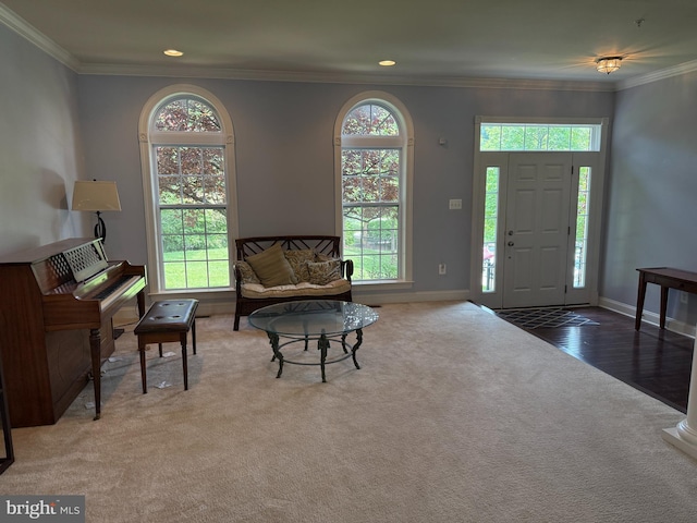 2114 Split Creek Ln, Hanover, MD 21076 - carpeted entryway with recessed lighting, crown molding, and wood finished floors