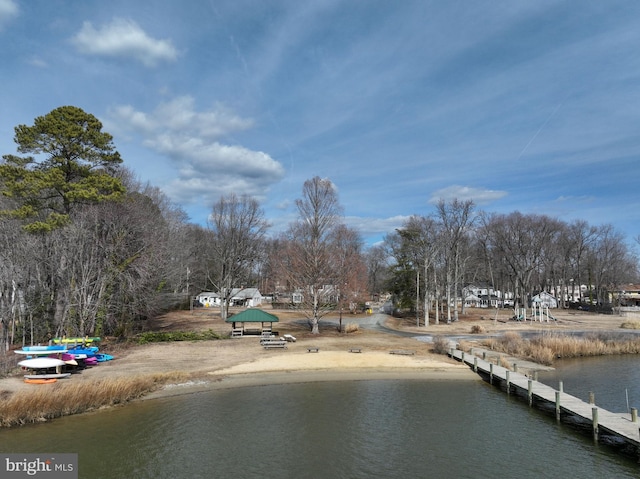 dock area featuring a water view