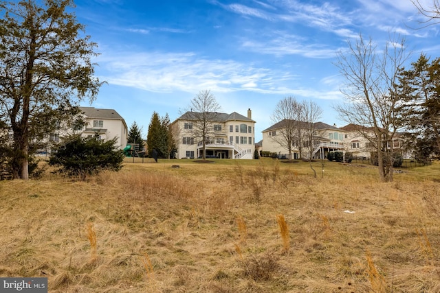 view of yard with a wooden deck