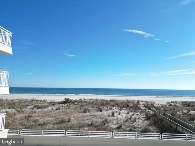 view of water feature with a view of the beach