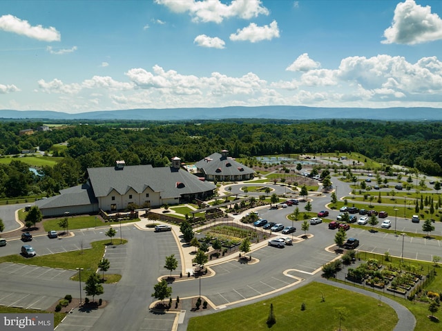 aerial view with a wooded view