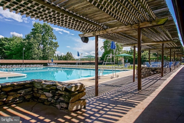 pool with a pergola