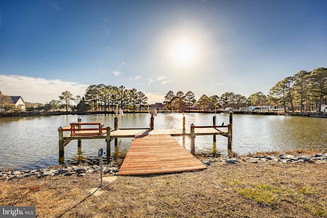 dock area featuring a water view