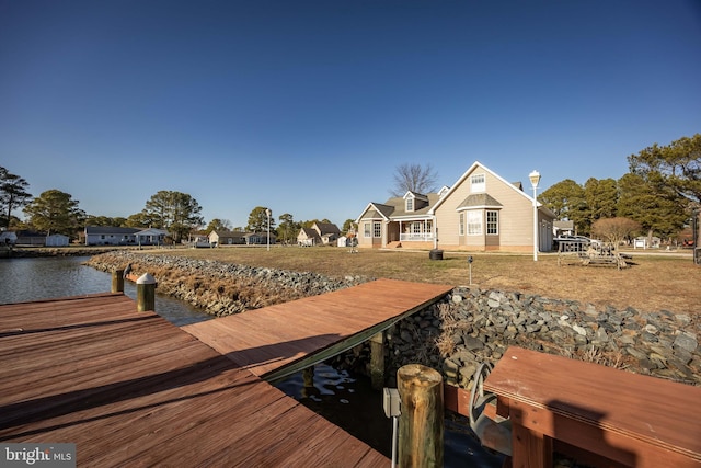 view of dock featuring a water view