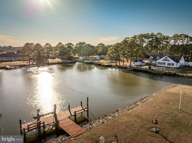 dock area featuring a water view