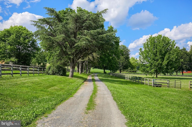 view of street with a rural view