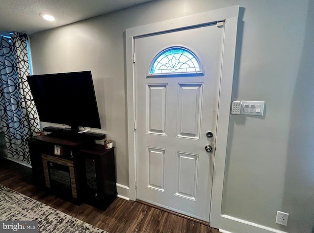 foyer entrance featuring wood finished floors