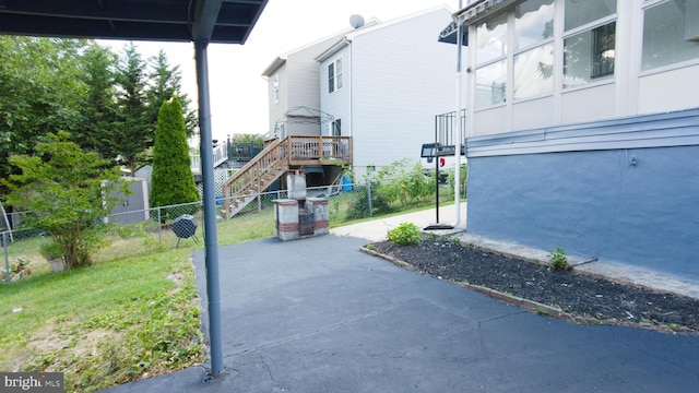 view of street with stairs