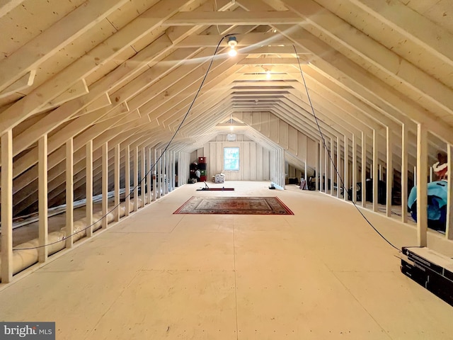 view of unfinished attic