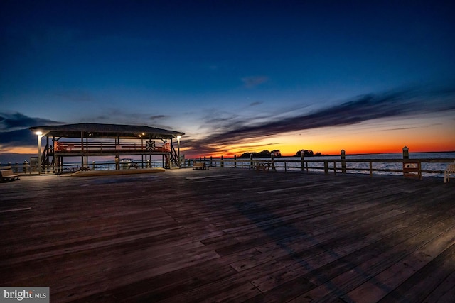 deck with a water view