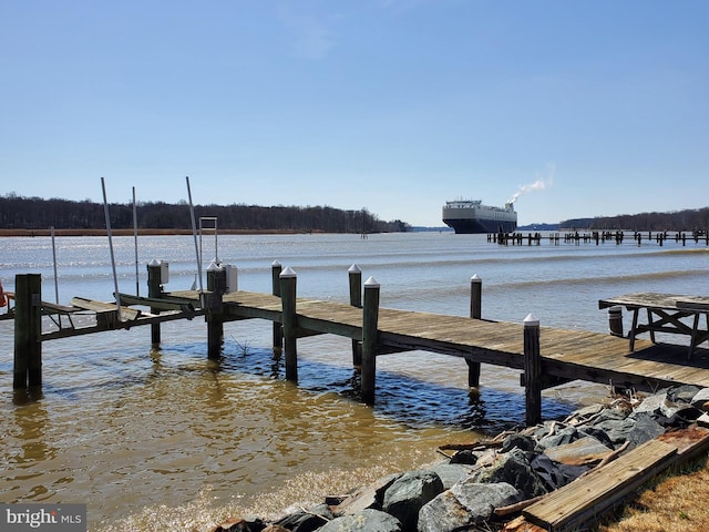 view of dock featuring a water view