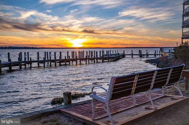 dock area featuring a water view