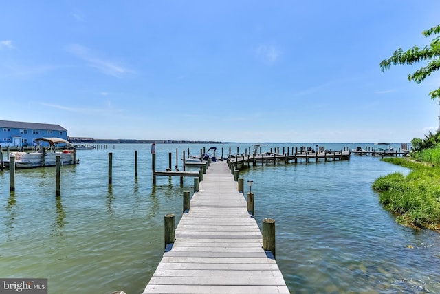 view of dock featuring a water view