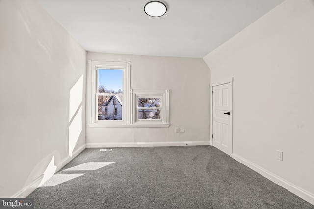 additional living space featuring carpet, visible vents, and baseboards