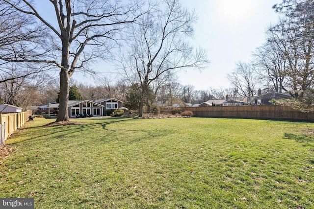 view of yard featuring a fenced backyard