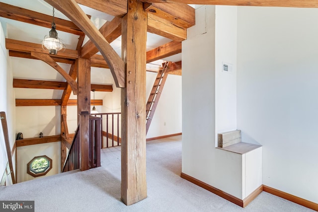 5112 Shore Dr, Huntingtown, MD 20639 - stairs with visible vents, baseboards, and carpet floors